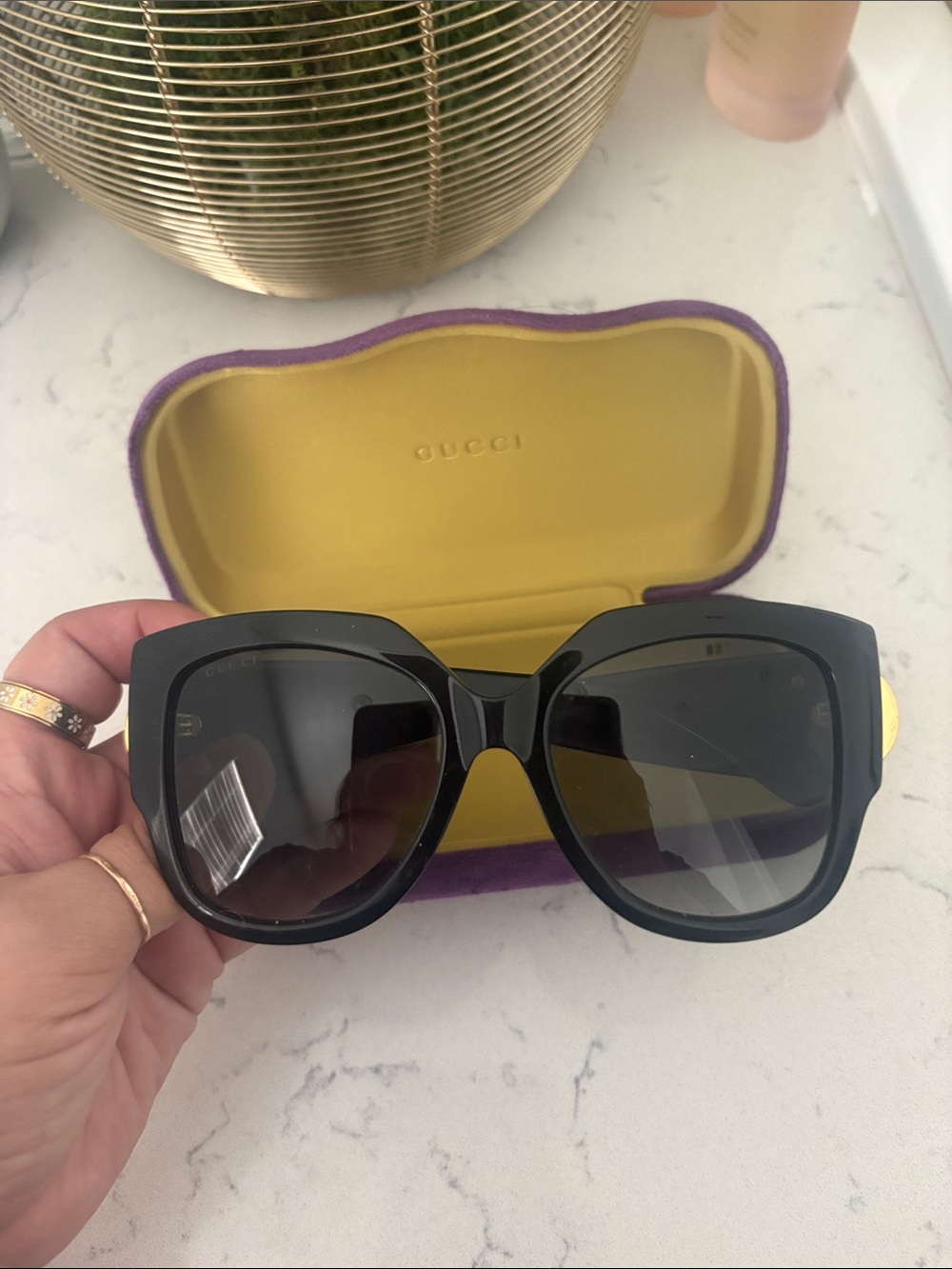Gucci Black Oversized Cat-Eye Sunglasses